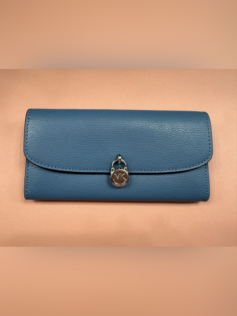Michael Kors Denim Blue Leather Wallet with MK Charm
